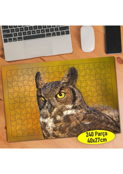 Keskin Bakışlı Sevimli Hayvan Baykuş 240 Parça Puzzle YAPBOZ-291