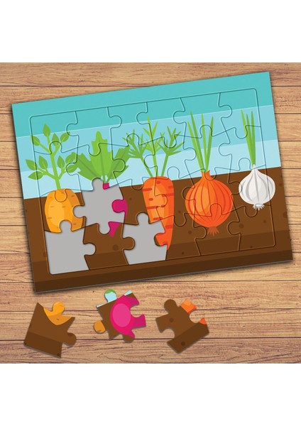 Sebzeleri Tanıyalım Çocuklara Özel Puzzle Yapboz TABLO-41466