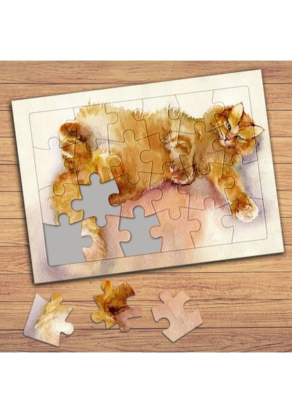Sevimli Kedicik Çocuklara Özel Puzzle Yapboz TABLO-0001461