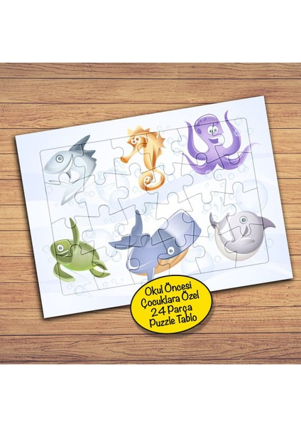 Denizaltı Hayvanları Çocuklara Özel Puzzle Yapboz TABLO-56375