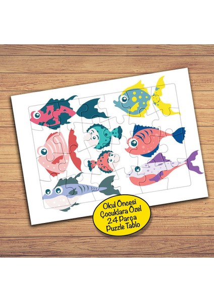 Sevimli Renkli Balıklar Çocuklara Özel Puzzle Yapboz TABLO-26PZ