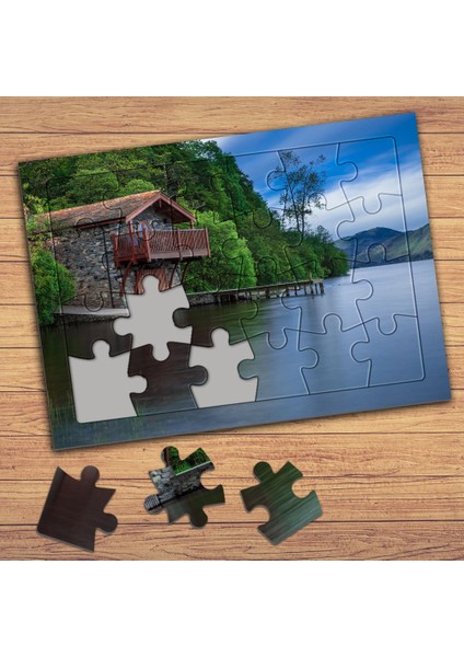 Deniz Manzaralı Ev Çocuklara Özel Puzzle Yapboz TABLO-74293