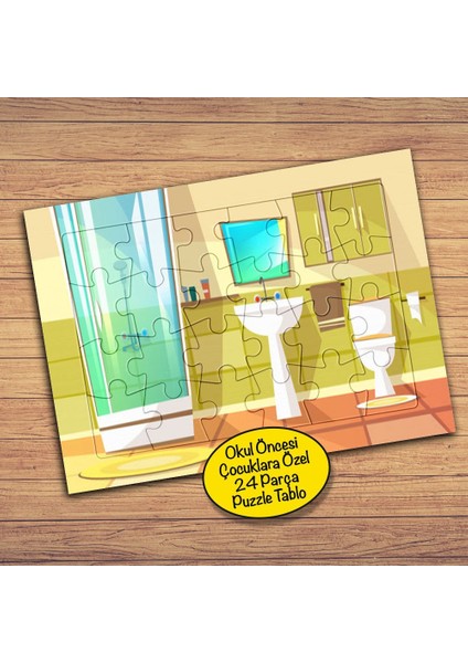 Konut Banyo Iç Dizaynı 24 Parça Çocuklara Özel Yapboz TABLO-408
