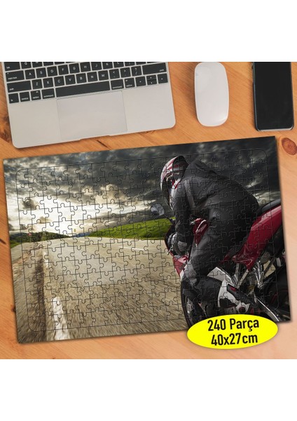 Hız Tutkunu Motorsiklet Yarışı 240 Parça Puzzle YAPBOZ-112394565