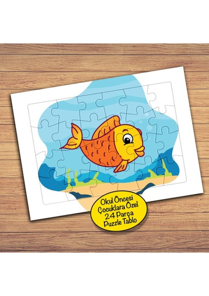 Sevimli Turuncu Balık Çocuklara Özel Puzzle Yapboz TABLO-25PZ
