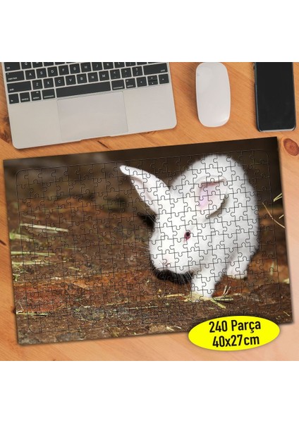 Sevimli Hayvan Beyaz Tavşan 240 Parça Puzzle YAPBOZ-112057099