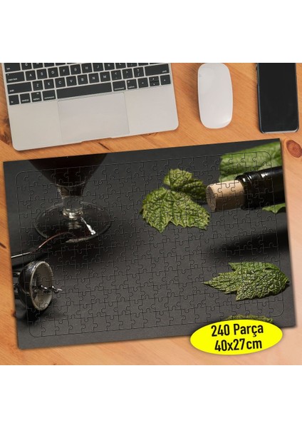 Şarap Şişesi Kadeh Bardağı Tirbişon 240 Parça Puzzle YAPBOZ-280