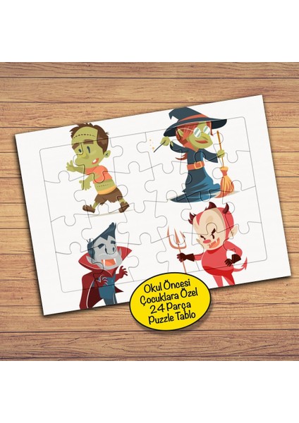 Cadılar Bayramı Halloween 24 Parça Çocuklara Özel Yapboz TABLO-2147679345