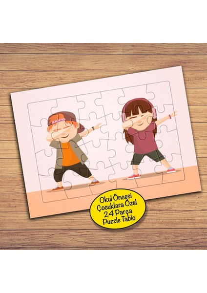 Dabbing Mutlu Iki Arkadaş 24 Parça Çocuklara Özel Yapboz TABLO-161