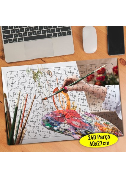 Tuval Resmi Yapan Ressam Eller 240 Parça Puzzle YAPBOZ-62652907