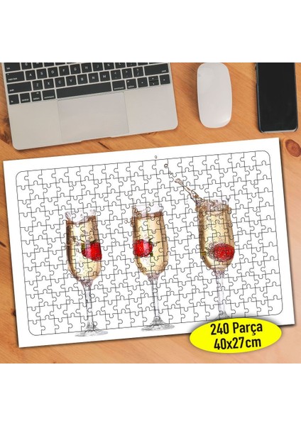 Şampanya Bardakları Içinde Çilek 240 Parça Puzzle YAPBOZ-605205