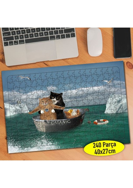 Catanic Komik Kediler 240 Parça Puzzle Yapboz TABLO-111996242