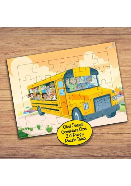 Okul Otobüsünde Çocuklar Çocuklara Özel Puzzle Yapboz TABLO-37489