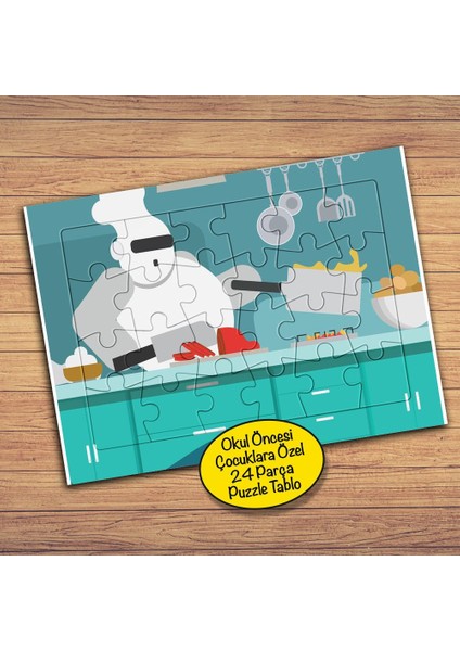 Mutfaktaki Aşçı- Şef Çocuklara Özel Puzzle Yapboz TABLO-275PZ