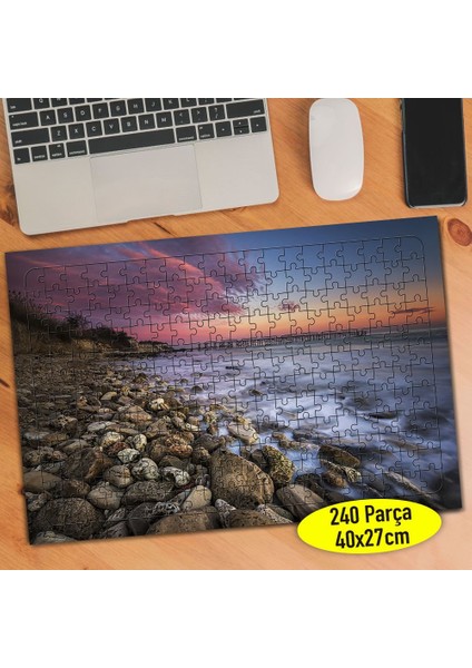 Taşlı Sahil Manzarası 240 Parça Puzzle Yapboz TABLO-76003949