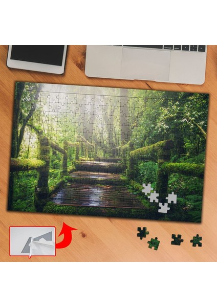 Orman Içindeki Tahta Köprü 240 Parça Puzzle Yapboz TABLO-8ACFB