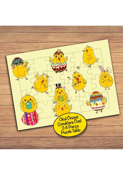 Eğlenceli Civcivler Çocuklara Özel Puzzle Yapboz TABLO-PZ124