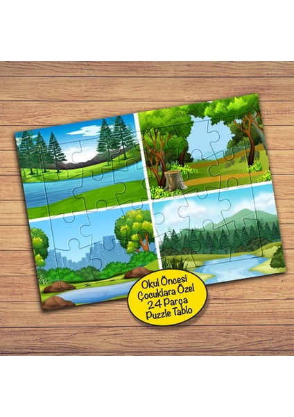 Doğa Manzara Kolyajı Çocuklara Özel Puzzle Yapboz TABLO-20005