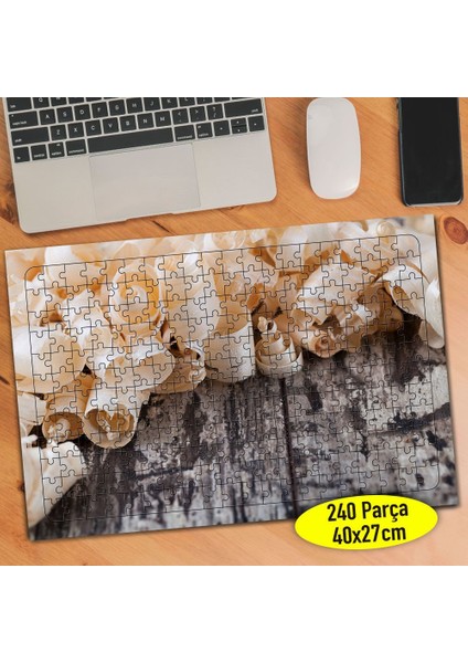 Ahşap Tahta Üzerinde Ağaç Talaşı 240 Parça Puzzle YAPBOZ-52617