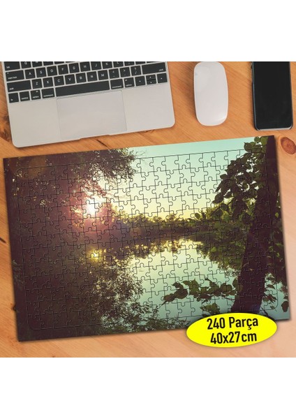 Ağaçlı Göl Manzarası 240 Parça Puzzle Yapboz TABLO-111247372