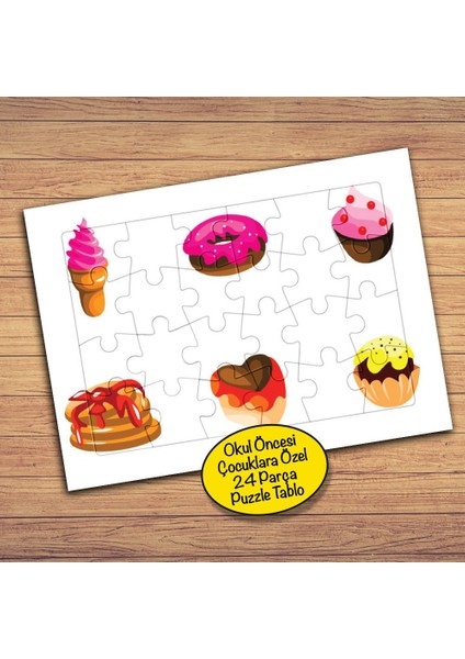 Güzel Tatlı Yiyecekler Çocuklara Özel Puzzle Yapboz TABLO-239PZ