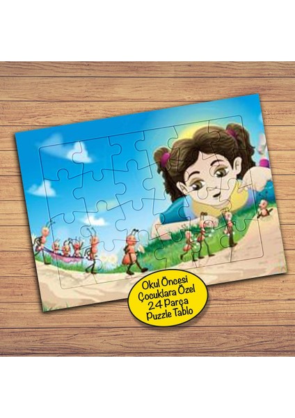Karıncalara Bakan Kız Çocuklara Özel Puzzle Yapboz TABLO-37040
