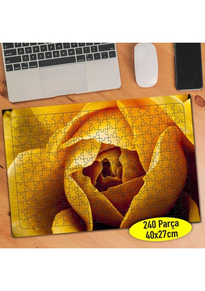 Açmış Çiçek Zarif Sarı Gül 240 Parça Puzzle YAPBOZ-81812742