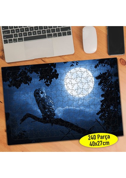 Dolunay Işığında Daldaki Baykuş 240 Parça Puzzle YAPBOZ-56782280