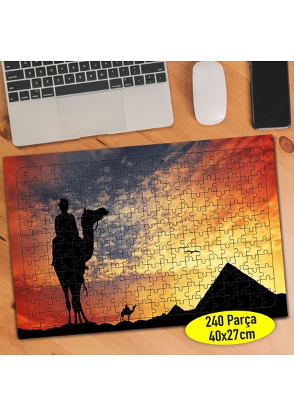 Piramit ve Deve Üstünde Insan Silüeti 240 Parça Puzzle Yapboz-5