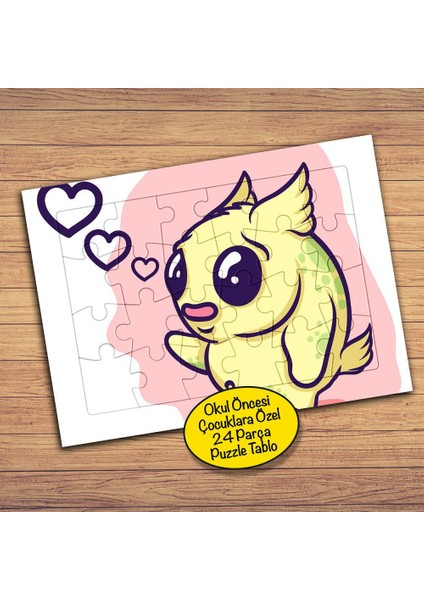 Kalpli Sevimli Köpek Çocuklara Özel Puzzle Yapboz TABLO-291PZ