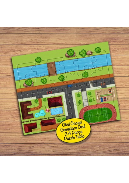 Kuş Bakışı Şehir 24 Parça Çocuklara Özel Yapboz TABLO-1308-8510