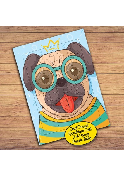 Gözlüklü Şımarık Köpek Çocuklara Özel Puzzle Yapboz TABLO-2147694024