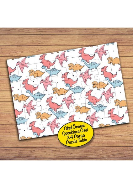 Sevimli Dinazorlar Çocuklara Özel Puzzle Yapboz TABLO-PZ115