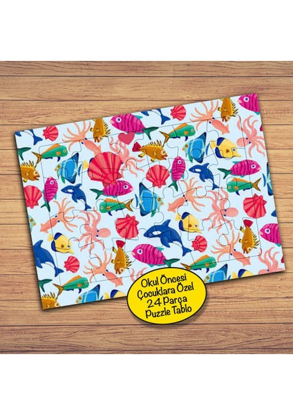 Rengarenk Balıklar Çocuklara Özel Puzzle Yapboz TABLO-29755