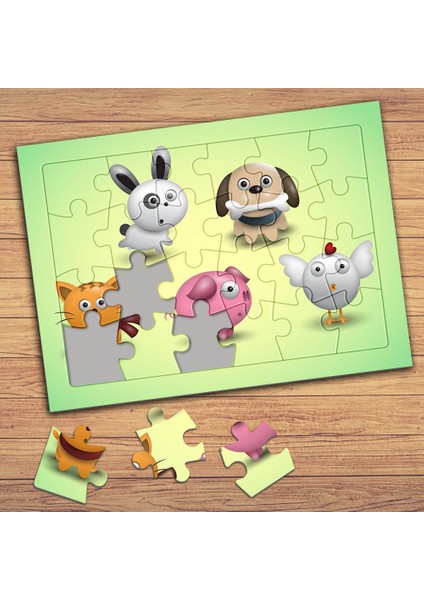 Hayvanları Tanıyalım Çocuklara Özel Puzzle Yapboz TABLO-144293