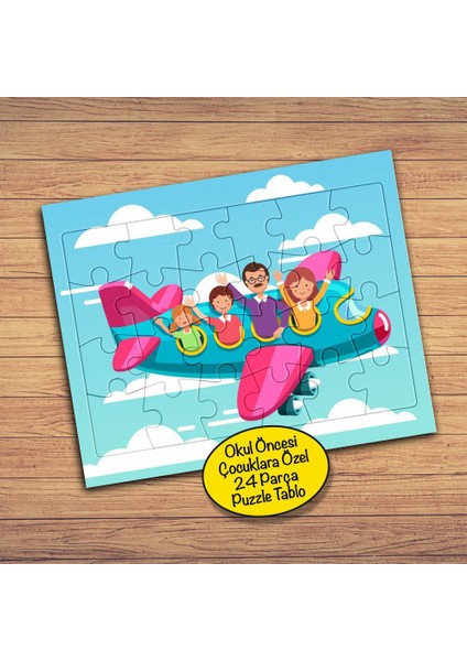Uçakta Mutlu Aile 24 Parça Çocuklara Özel Yapboz TABLO-3446-671