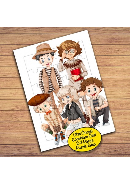Neşeli Gülümseyen Arkadaşlar Çocuklara Özel Puzzle Yapboz TABLO-19708