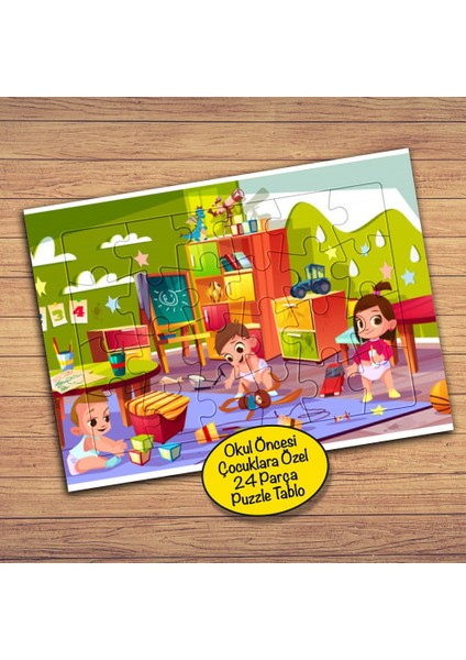 Oyun Odasında Minikler Çocuklara Özel Puzzle Yapboz TABLO-1136