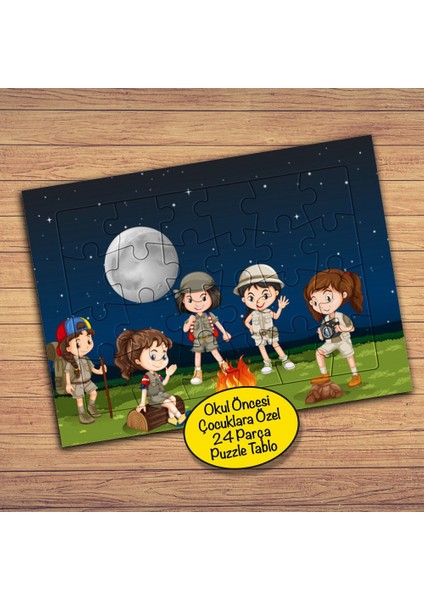 Kamp Yapan Arkadaşlar Çocuklara Özel Puzzle Yapboz TABLO-20007