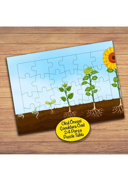 Toprak ve Çiçek Büyüme Evresi Çocuklara Özel Puzzle Yapboz TABLO-22389