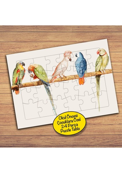 Daldaki Renkli Papağanlar Çocuklara Özel Puzzle Yapboz TABLO-86251