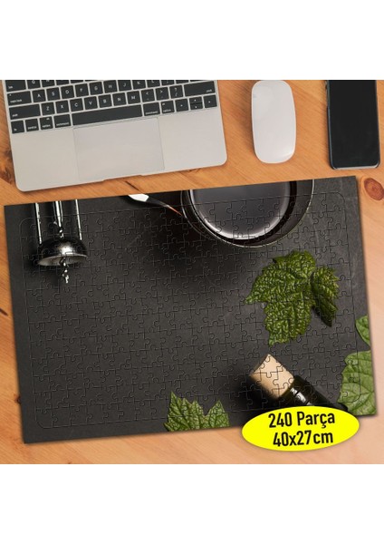 Şarap Şişesi Kadeh Bardağı Tirbişon 240 Parça Puzzle YAPBOZ-1087