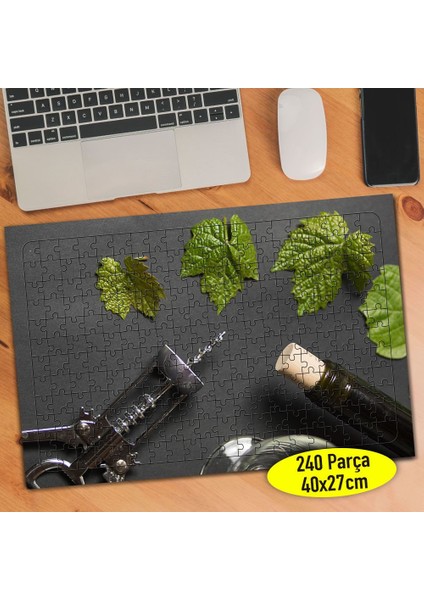 Şarap Şişesi Kadeh Bardağı Tirbişon 240 Parça Puzzle YAPBOZ-4328