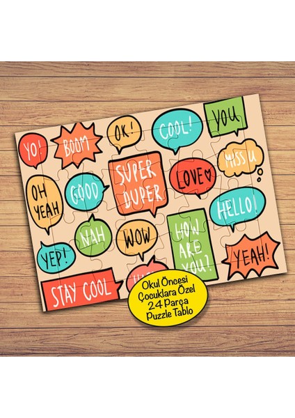 Ingilizce Kelime Balonları 24 Parça Çocuklara Özel Yapboz TABLO-62216