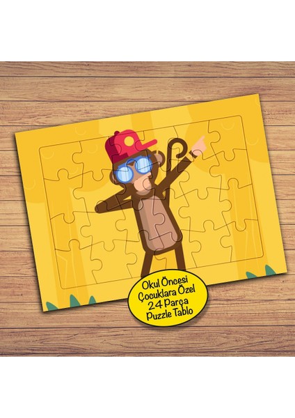 Gözlüklü Komik Maymun Çocuklara Özel Puzzle Yapboz TABLO-2147850937