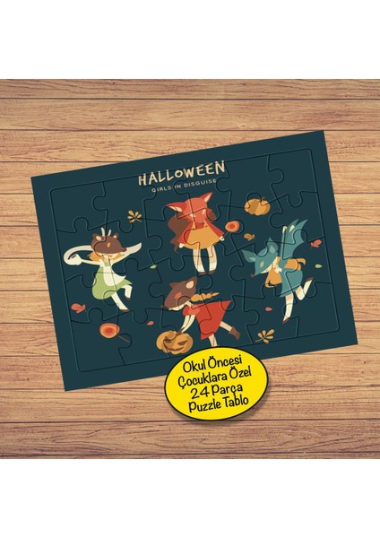 Hallowen Tilkileri 24 Parça Çocuklara Özel Yapboz TABLO-7926549