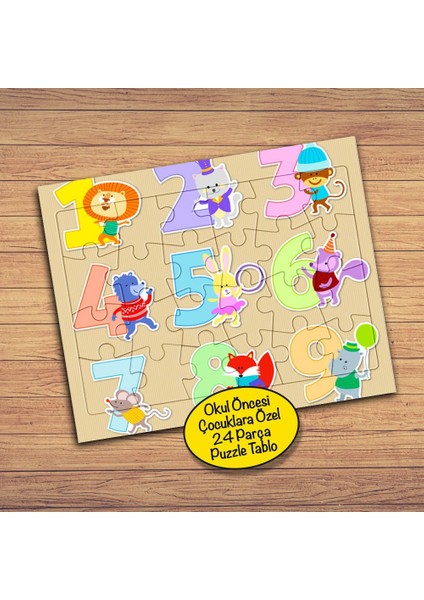 Hayvanlarla Sayılar 24 Parça Çocuklara Özel Yapboz TABLO-23-2147500644