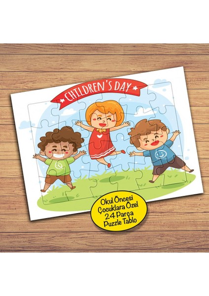 Mutlu Çocuklar Günü 24 Parça Çocuklara Özel Yapboz TABLO-2147970429