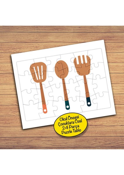 Yemek Kaşıkları 24 Parça Çocuklara Özel Yapboz TABLO-53876-9109