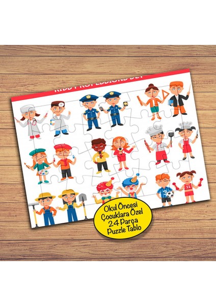 Meslekleri Öğreniyorum 24 Parça Çocuklara Özel Yapboz TABLO-968